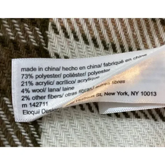 Eloquii Elements Size 14/16 Cream Tan Plaid Wool Blend Shacket with Belt Pocket - Picture 12 of 13